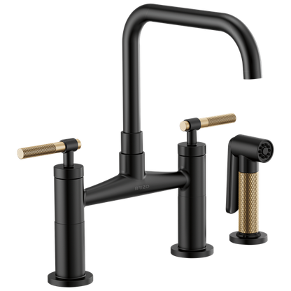 Brizo - Litze Bridge Faucet with Square Spout and Knurled Handle