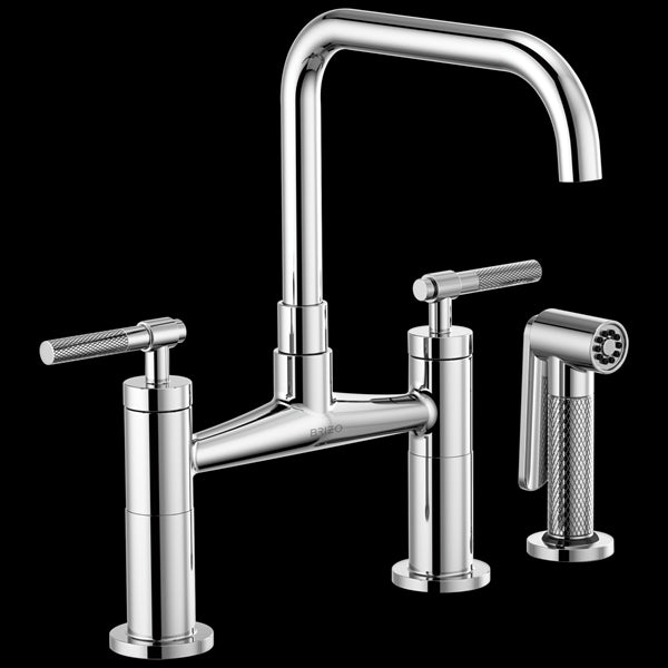 Brizo - Litze Bridge Faucet with Square Spout and Knurled Handle