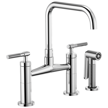 Brizo - Litze Bridge Faucet with Square Spout and Knurled Handle