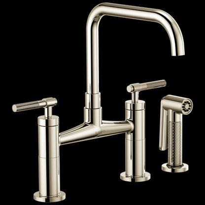 Brizo - Litze Bridge Faucet with Square Spout and Knurled Handle