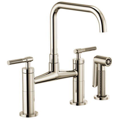 Brizo - Litze Bridge Faucet with Square Spout and Knurled Handle