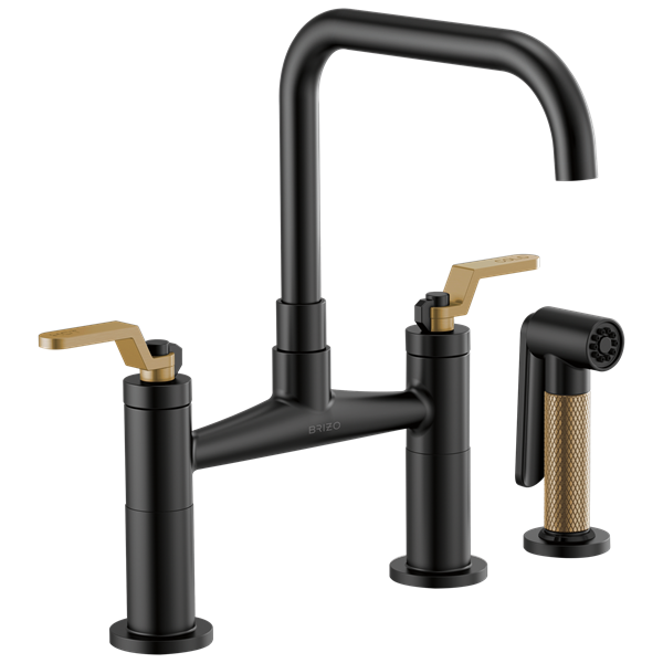 Brizo - Litze Bridge Faucet with Square Spout and Industrial Handle