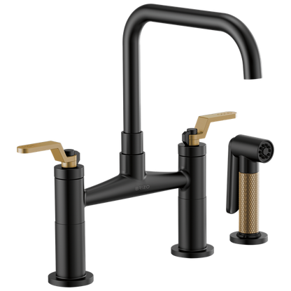 Brizo - Litze Bridge Faucet with Square Spout and Industrial Handle