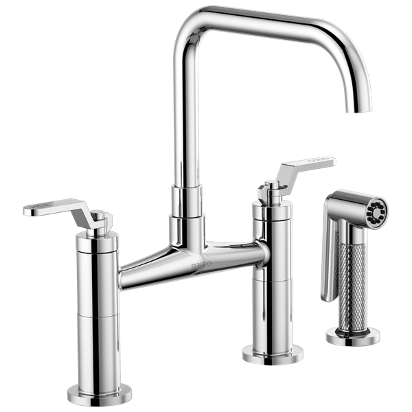 Brizo - Litze Bridge Faucet with Square Spout and Industrial Handle