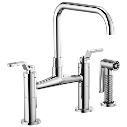 Brizo - Litze Bridge Faucet with Square Spout and Industrial Handle
