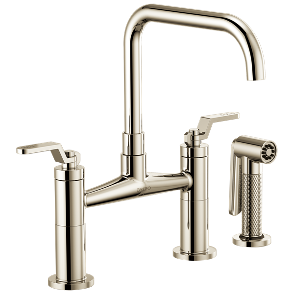 Brizo - Litze Bridge Faucet with Square Spout and Industrial Handle