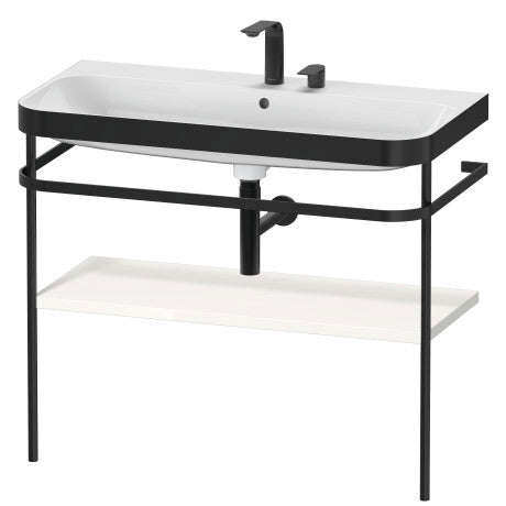 Duravit - Happy D.2 Plus 38-3/8 Inch washbasin c-bonded with metal console floorstanding