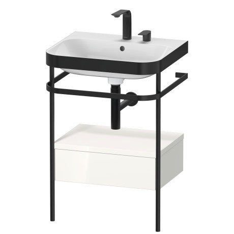 Duravit - Happy D.2 Plus 22-5/8 Inch washbasin c-bonded with metal console floorstanding