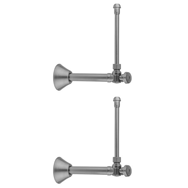 Jaclo - Quarter Turn Angle Pattern 1/2 Inch Copper (Sweat Fit) x 3/8 Inch O.D. Faucet Supply Kit with Oval Handle, 20 Inch Supply Tubes, Escutcheons
