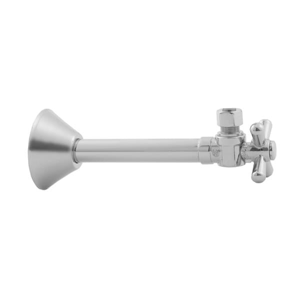 Jaclo - Quarter Turn 1/2 Inch Copper (Sweat Fit) x 3/8 Inch O.D. Outlet Angle Supply Valve with Standard Cross Handle