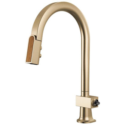 Brizo - Frank Lloyd Wright Pull-Down Kitchen Faucet with Arc Spout and Wood Wand - Less Handle