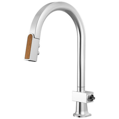 Brizo - Frank Lloyd Wright Pull-Down Kitchen Faucet with Arc Spout and Wood Wand - Less Handle