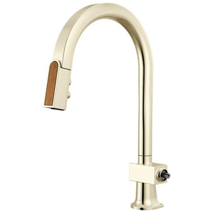Brizo - Frank Lloyd Wright Pull-Down Kitchen Faucet with Arc Spout and Wood Wand - Less Handle
