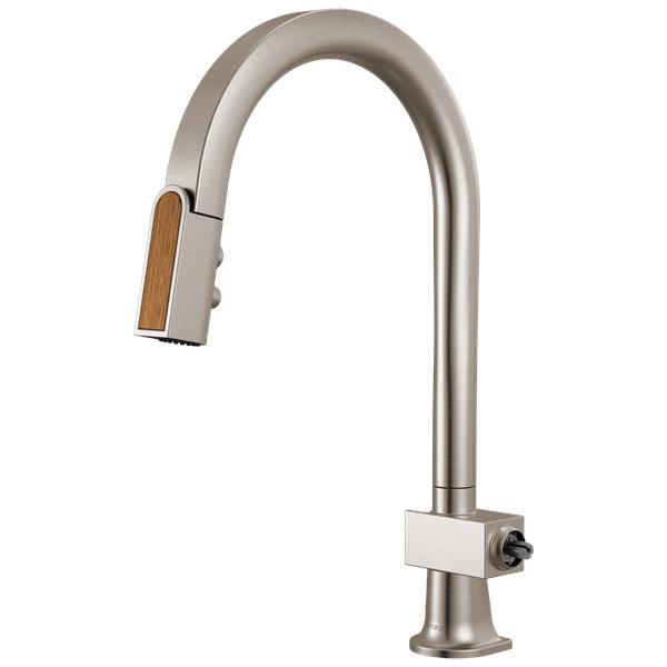 Brizo - Frank Lloyd Wright Pull-Down Kitchen Faucet with Arc Spout and Wood Wand - Less Handle