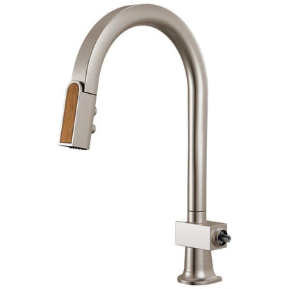 Brizo - Frank Lloyd Wright Pull-Down Kitchen Faucet with Arc Spout and Wood Wand - Less Handle