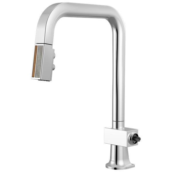 Brizo - Frank Lloyd Wright Pull-Down Kitchen Faucet with Square Spout and Wood/Concrete Wand - Less Handle