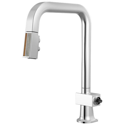 Brizo - Frank Lloyd Wright Pull-Down Kitchen Faucet with Square Spout and Wood/Concrete Wand - Less Handle