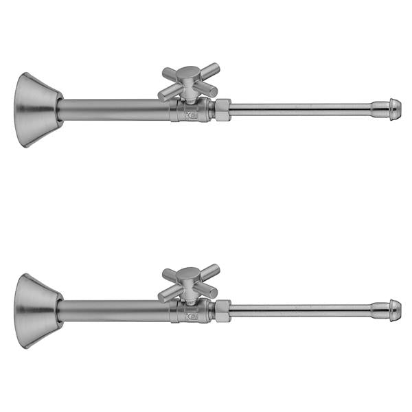Jaclo - Quarter Turn Straight Pattern 1/2 Inch Copper (Sweat Fit) x 3/8 Inch O.D. Faucet Supply Kit with Contempo Cross Handle, 20 Inch Supply Tubes, Escutcheons