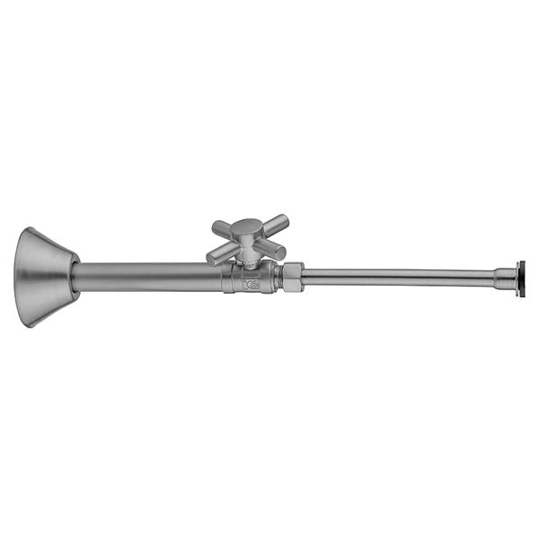 Jaclo - Quarter Turn Straight Pattern 1/2 Inch Copper (Sweat Fit) x 3/8 Inch O.D. Toilet Supply Kit with Contempo Cross Handle, 12 Inch Supply Tube, Escutcheon