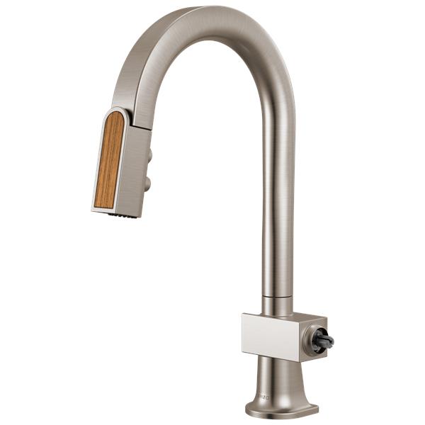 Brizo - Frank Lloyd Wright Pull-Down Prep Faucet with Arc Spout and Wood Wand - Less Handle
