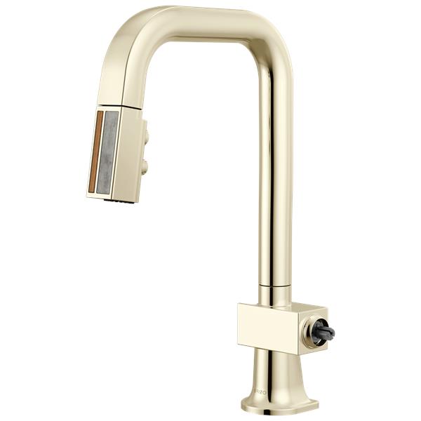 Brizo - Frank Lloyd Wright Pull-Down Prep Faucet with Square Spout and Wood/Concrete Wand - Less Handle