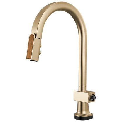 Brizo - Frank Lloyd Wright SmartTouch Pull-Down Kitchen Faucet with Arc Spout and Wood Wand - Less Handle