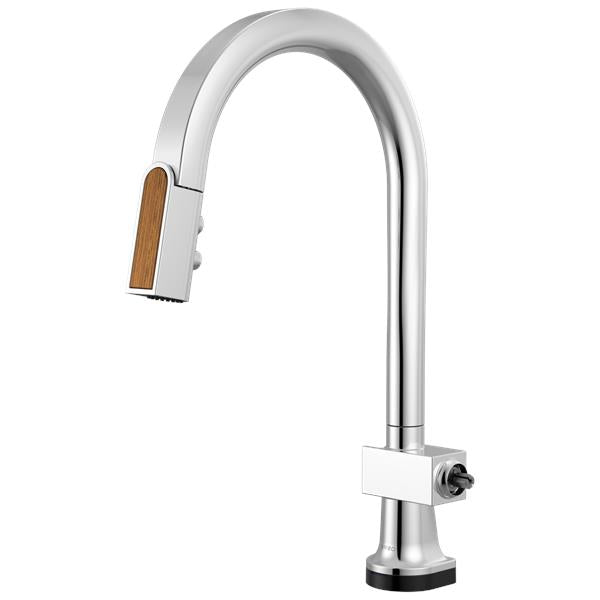 Brizo - Frank Lloyd Wright SmartTouch Pull-Down Kitchen Faucet with Arc Spout and Wood Wand - Less Handle