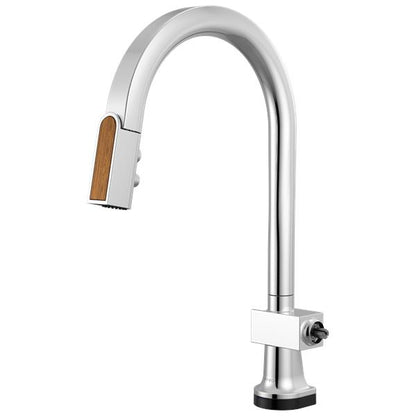 Brizo - Frank Lloyd Wright SmartTouch Pull-Down Kitchen Faucet with Arc Spout and Wood Wand - Less Handle