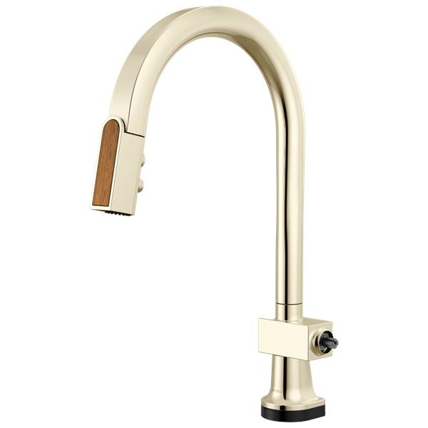 Brizo - Frank Lloyd Wright SmartTouch Pull-Down Kitchen Faucet with Arc Spout and Wood Wand - Less Handle