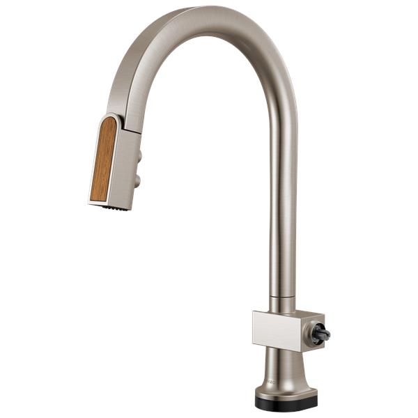 Brizo - Frank Lloyd Wright SmartTouch Pull-Down Kitchen Faucet with Arc Spout and Wood Wand - Less Handle