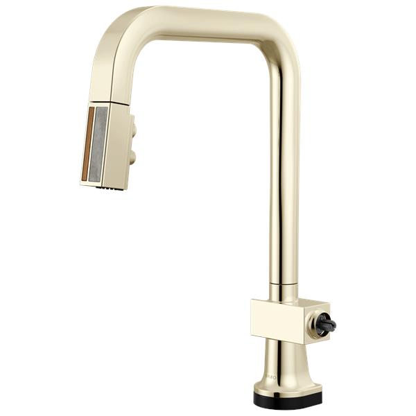 Brizo - Frank Lloyd Wright SmartTouch Pull-Down Kitchen Faucet with Square Spout and Wood/Concrete Wand - Less Handle