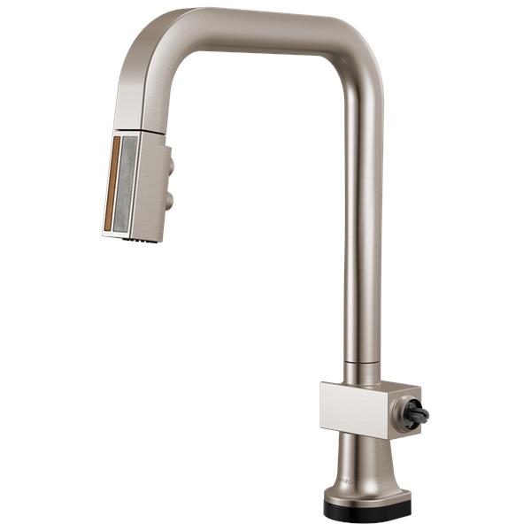 Brizo - Frank Lloyd Wright SmartTouch Pull-Down Kitchen Faucet with Square Spout and Wood/Concrete Wand - Less Handle