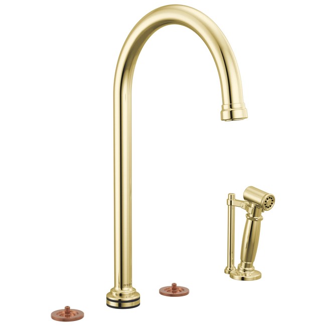 Brizo - Faircroft SmartTouch Widespread Faucet with Arc Spout and Side Sprayer - Less Handles