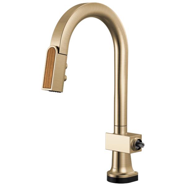 Brizo - Frank Lloyd Wright SmartTouch Pull-Down Prep Faucet with Arc Spout and Wood Spout - Less Handle