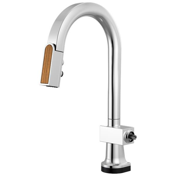 Brizo - Frank Lloyd Wright SmartTouch Pull-Down Prep Faucet with Arc Spout and Wood Spout - Less Handle