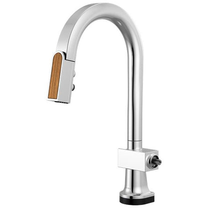 Brizo - Frank Lloyd Wright SmartTouch Pull-Down Prep Faucet with Arc Spout and Wood Spout - Less Handle
