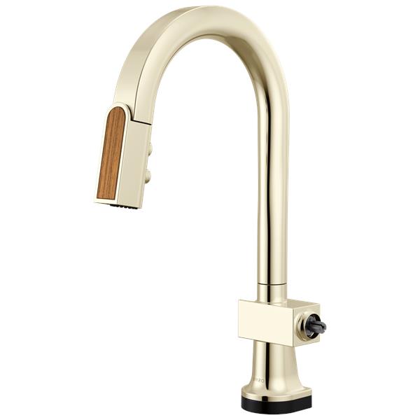 Brizo - Frank Lloyd Wright SmartTouch Pull-Down Prep Faucet with Arc Spout and Wood Spout - Less Handle
