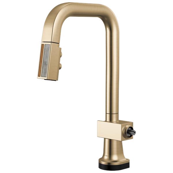 Brizo - Frank Lloyd Wright SmartTouch Pull-Down Prep Faucet with Square Spout and Wood/Concrete Wand - Less Handle