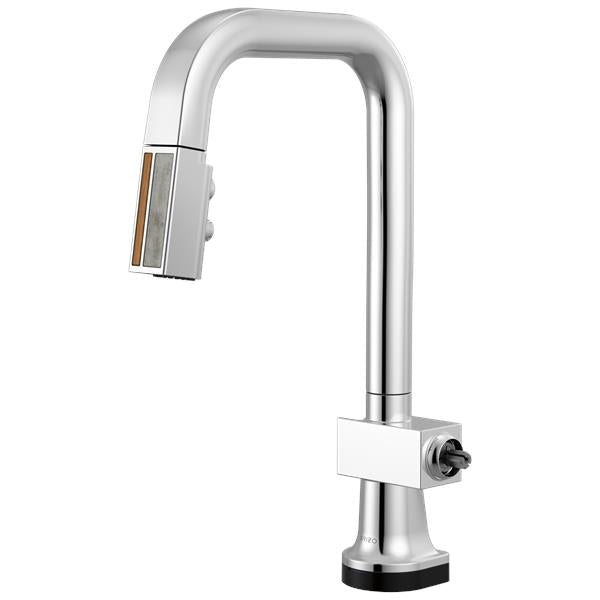Brizo - Frank Lloyd Wright SmartTouch Pull-Down Prep Faucet with Square Spout and Wood/Concrete Wand - Less Handle