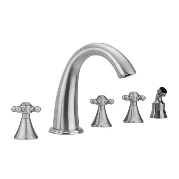 Jaclo - Cranford Roman Tub Set with Ball Cross Handles and Angled Handshower Mount