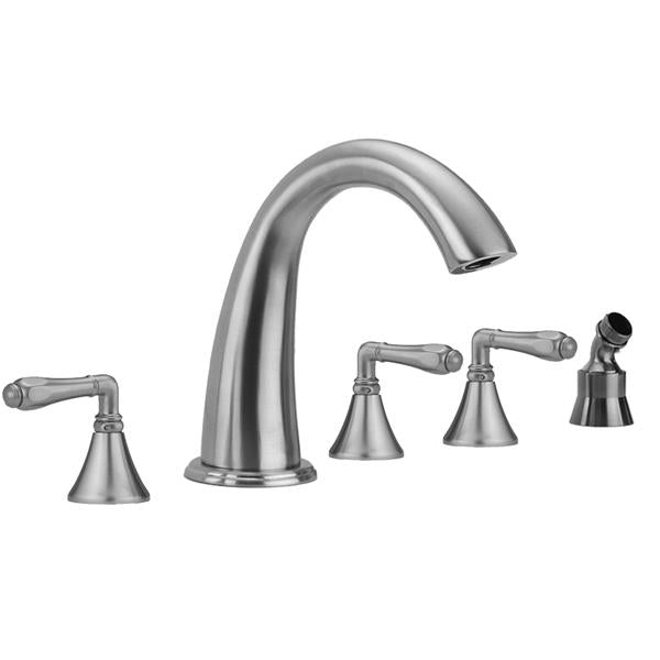Jaclo - Cranford Roman Tub Set with Smooth Lever Handles and Angled Handshower Holder