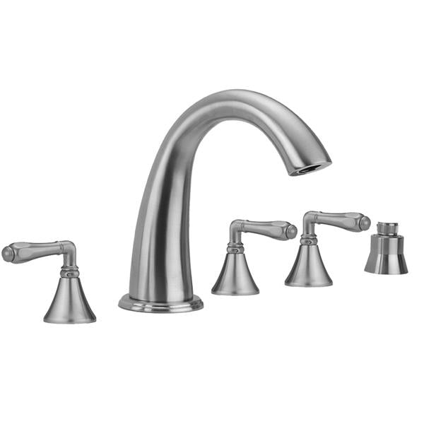 Jaclo - Cranford Roman Tub Set with Smooth Lever Handles and Straight Handshower Holder