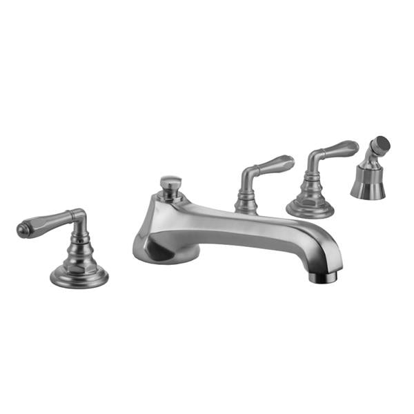 Jaclo - Westfield Roman Tub Set with Low Spout and Smooth Lever Handles and Angled Handshower Mount