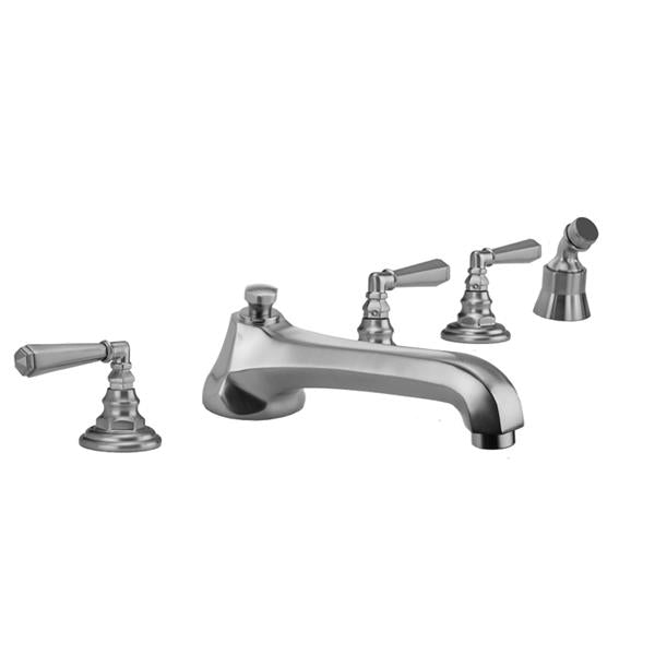 Jaclo - Westfield Roman Tub Set with Low Spout and Hex Lever Handles and Angled Handshower Mount