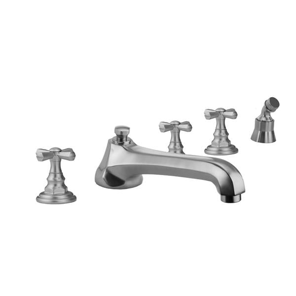 Jaclo - Westfield Roman Tub Set with Low Spout and Hex Cross Handles and Angled Handshower Mount