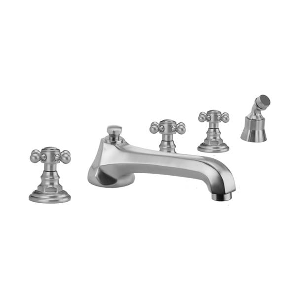 Jaclo - Westfield Roman Tub Set with Low Spout and Ball Cross Handles and Angled Handshower Mount