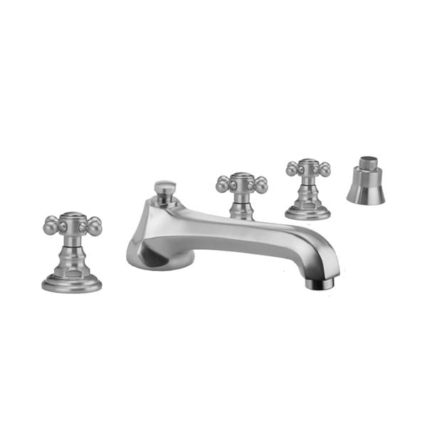 Jaclo - Westfield Roman Tub Set with Low Spout and Ball Cross Handles and Straight Handshower Mount