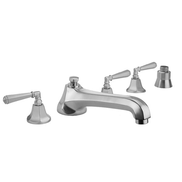 Jaclo - Astor Roman Tub Set with Low Spout and Hex Lever Handles and Straight Handshower Mount