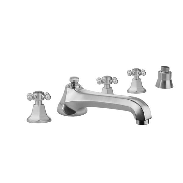 Jaclo - Astor Roman Tub Set with Low Spout and Ball Cross Handles and Straight Handshower Mount