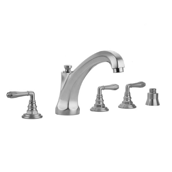 Jaclo - Westfield Roman Tub Set with High Spout and Smooth Lever Handles and Straight Handshower Mount